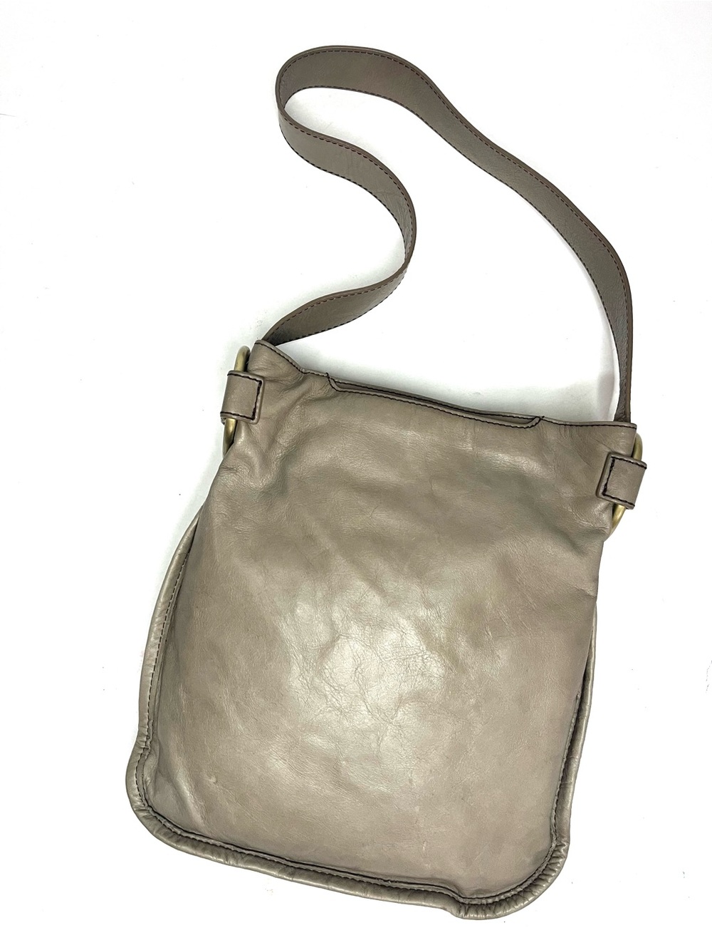 Hobo Taupe Leather Shoulder Bag